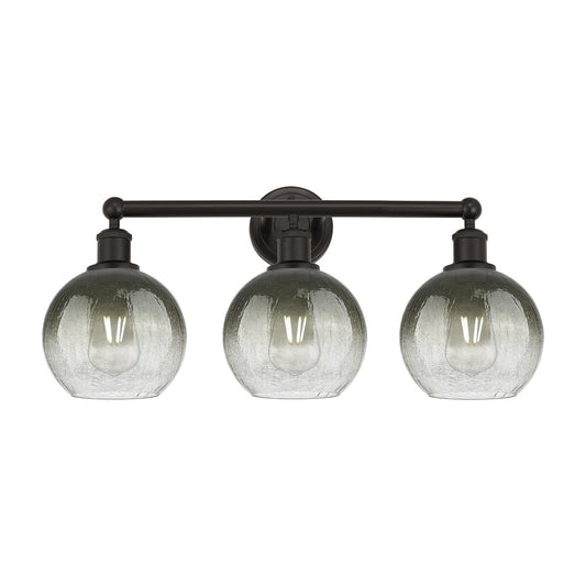 Innovations Brookhaven Globe 26in 3-Light Bath Vanity Light | Industrial Oil Rubbed Bronze Steel and Slate Glass | Bathroom | Model 616-3W-OB-G483-8SL