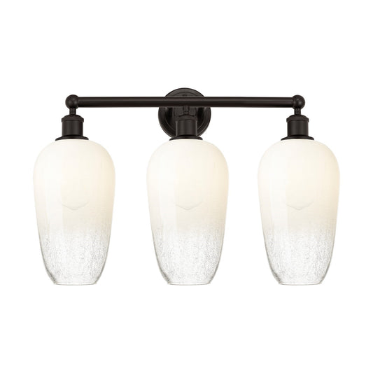 Innovations Brookhaven Flute 25in 3-Light Bath Vanity Light | Industrial Oil Rubbed Bronze Steel and Opal Glass | Bathroom | Model 616-3W-OB-G484-7OP