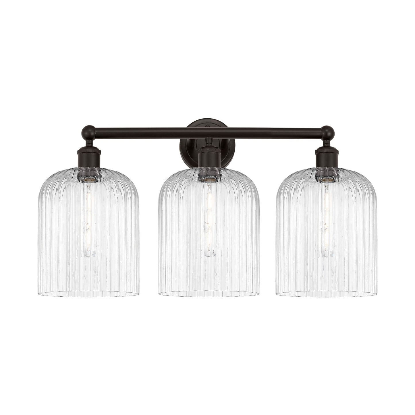Innovations Bridal Veil 23in 3-Light Bath Vanity Light | Art Nouveau Oil Rubbed Bronze and Clear Ribbed Glass | Bathroom Vanity | Model 616-3W-OB-G559-8CL