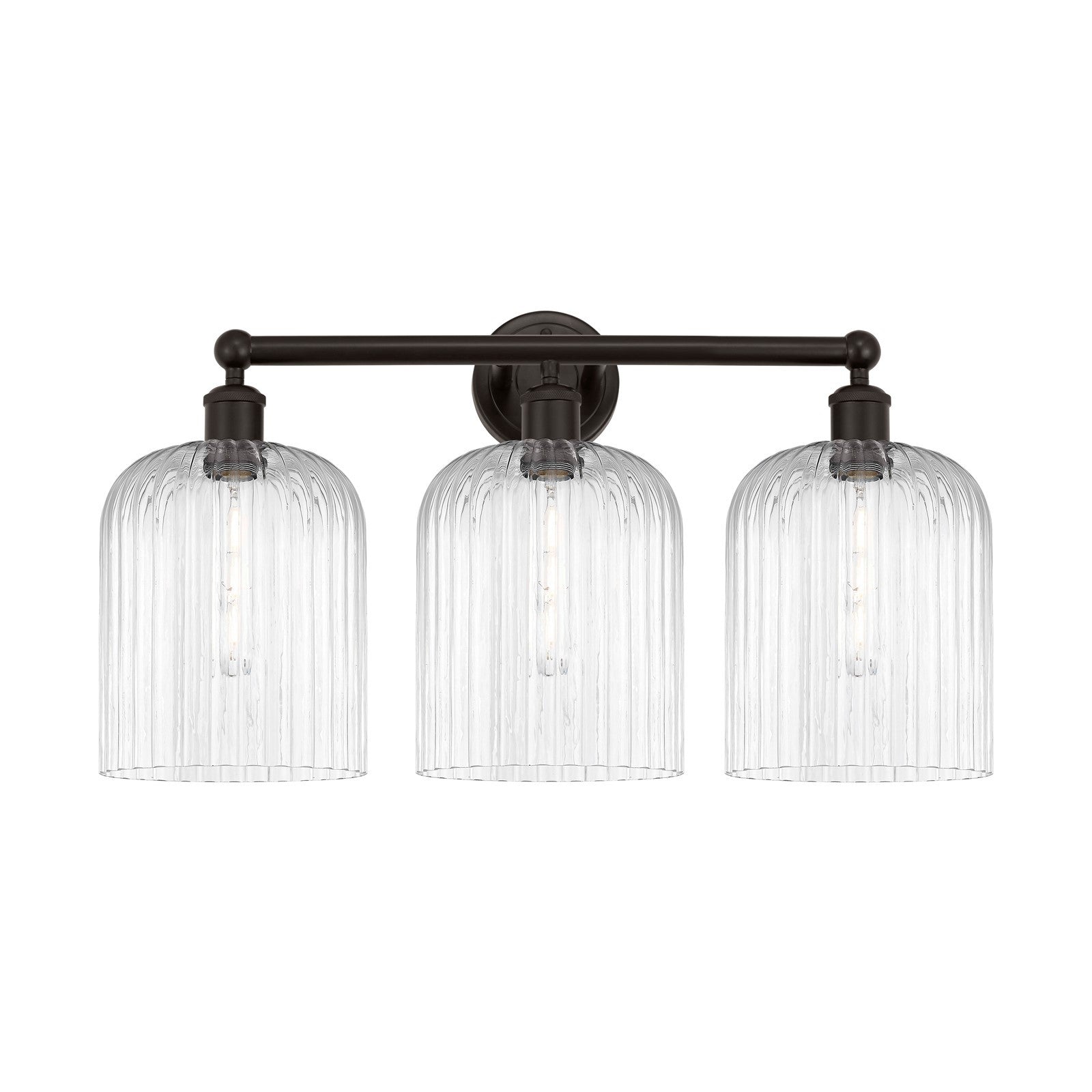 Innovations Bridal Veil 23in 3-Light Bath Vanity Light | Art Nouveau Oil Rubbed Bronze and Clear Ribbed Glass | Bathroom Vanity | Model 616-3W-OB-G559-8CL