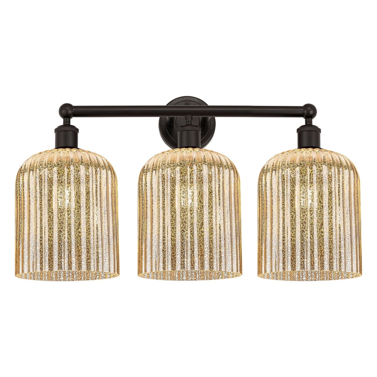 Innovations Bridal Veil 23in 3-Light Bath Vanity Light | Art Nouveau Oil Rubbed Bronze and Mercury Ribbed Glass | Bathroom | Model 616-3W-OB-G559-8ME