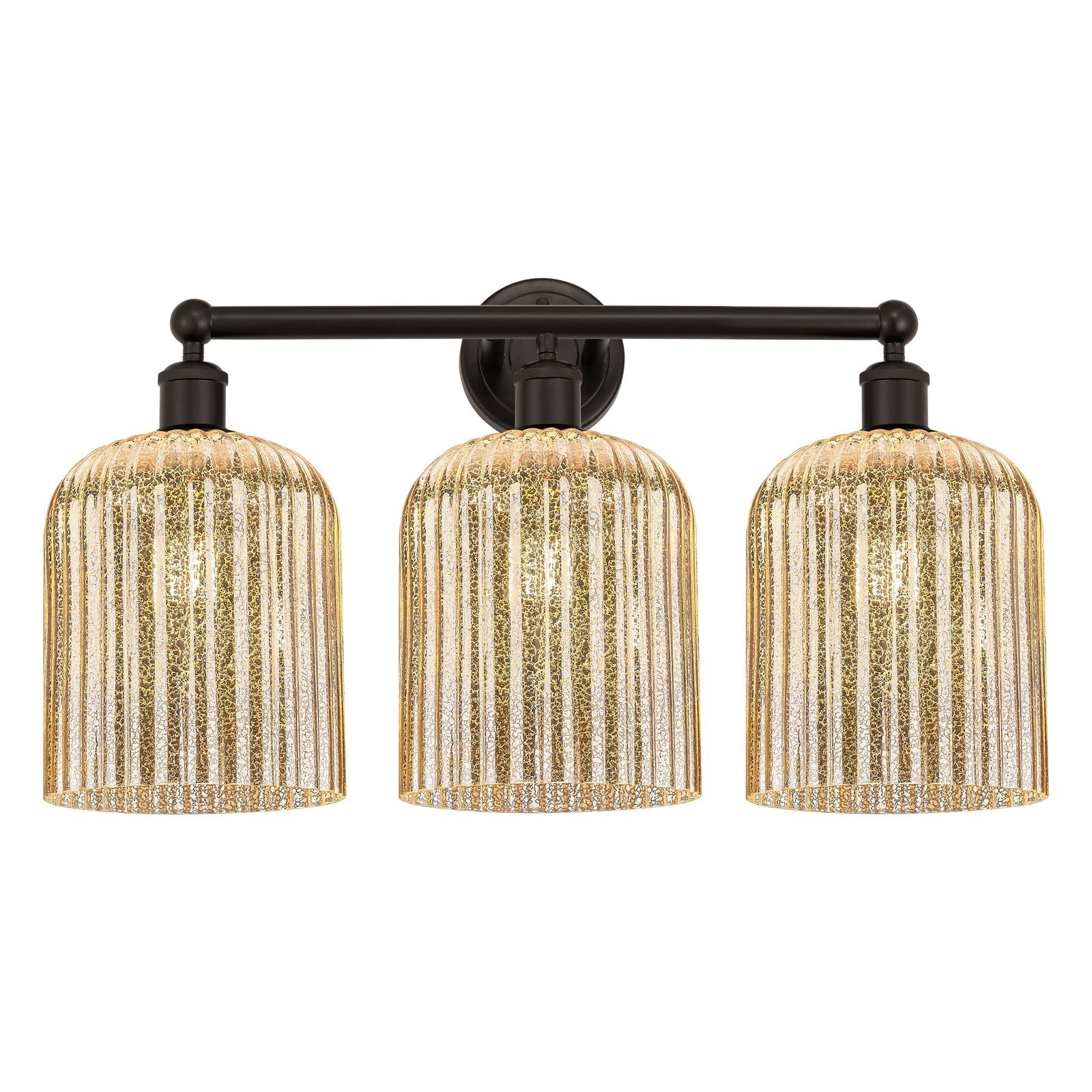 Innovations Bridal Veil 23in 3-Light Bath Vanity Light | Art Nouveau Oil Rubbed Bronze and Mercury Ribbed Glass | Bathroom | Model 616-3W-OB-G559-8ME