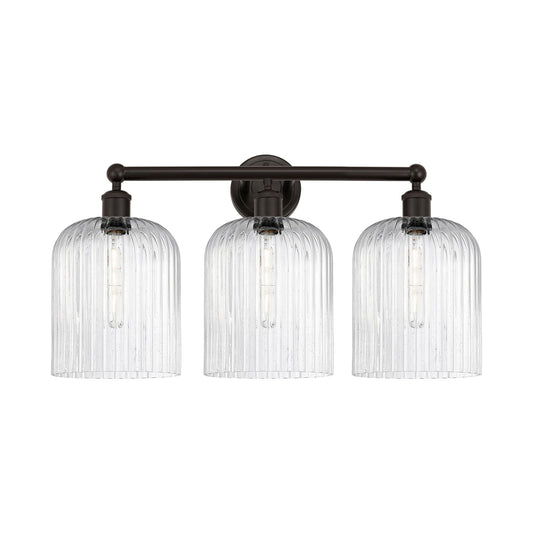 Innovations Bridal Veil 23in 3-Light Bath Vanity Light | Art Nouveau Oil Rubbed Bronze Steel and Seedy Ribbed Glass | Bathroom | Model 616-3W-OB-G559-8SDY
