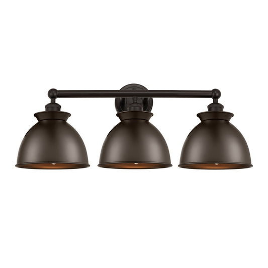 Innovations Adirondack 26in 3-Light Bath Vanity Light | Industrial Farmhouse Oil Rubbed Bronze Steel and Cast Brass with Metal | Model 616-3W-OB-M14-OB