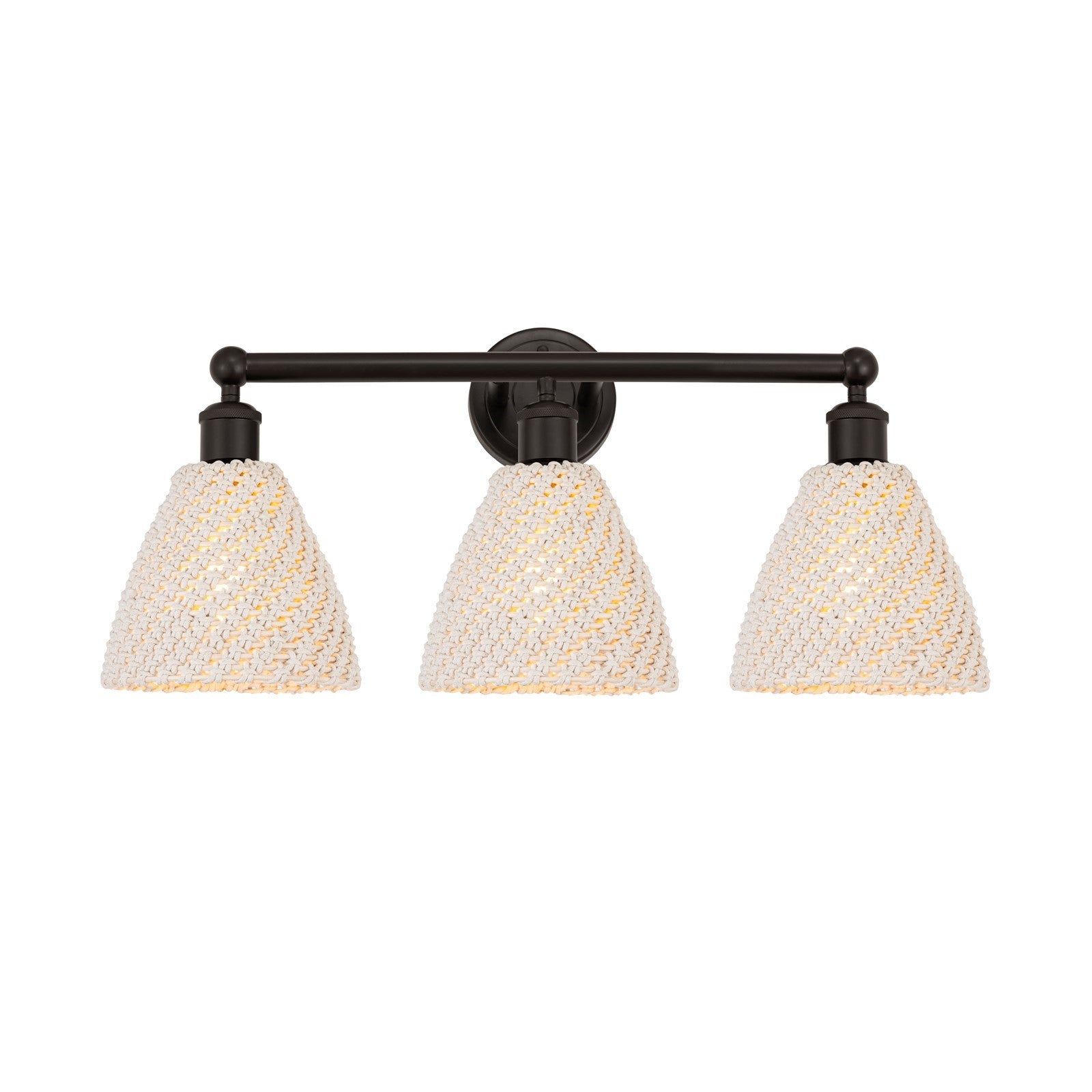 Innovations Bristol Natural 26in 3-Light Bath Vanity Light | Industrial Oil Rubbed Bronze Steel and Cast Brass with Natural | Model 616-3W-OB-NBD-75-NAT