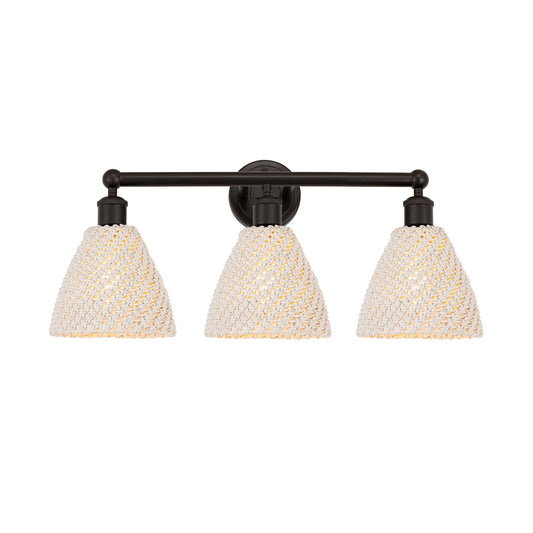 Innovations Bristol Natural 26in 3-Light Bath Vanity Light | Industrial Oil Rubbed Bronze Steel and Cast Brass with Natural | Model 616-3W-OB-NBD-75-NAT