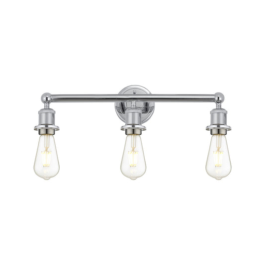 Innovations Edison 21in 3-Light Bath Vanity Light | Industrial Polished Chrome Steel and Cast Brass | Bathroom Vanity | 21.38 x 6 x 6.25 | Model 616-3W-PC