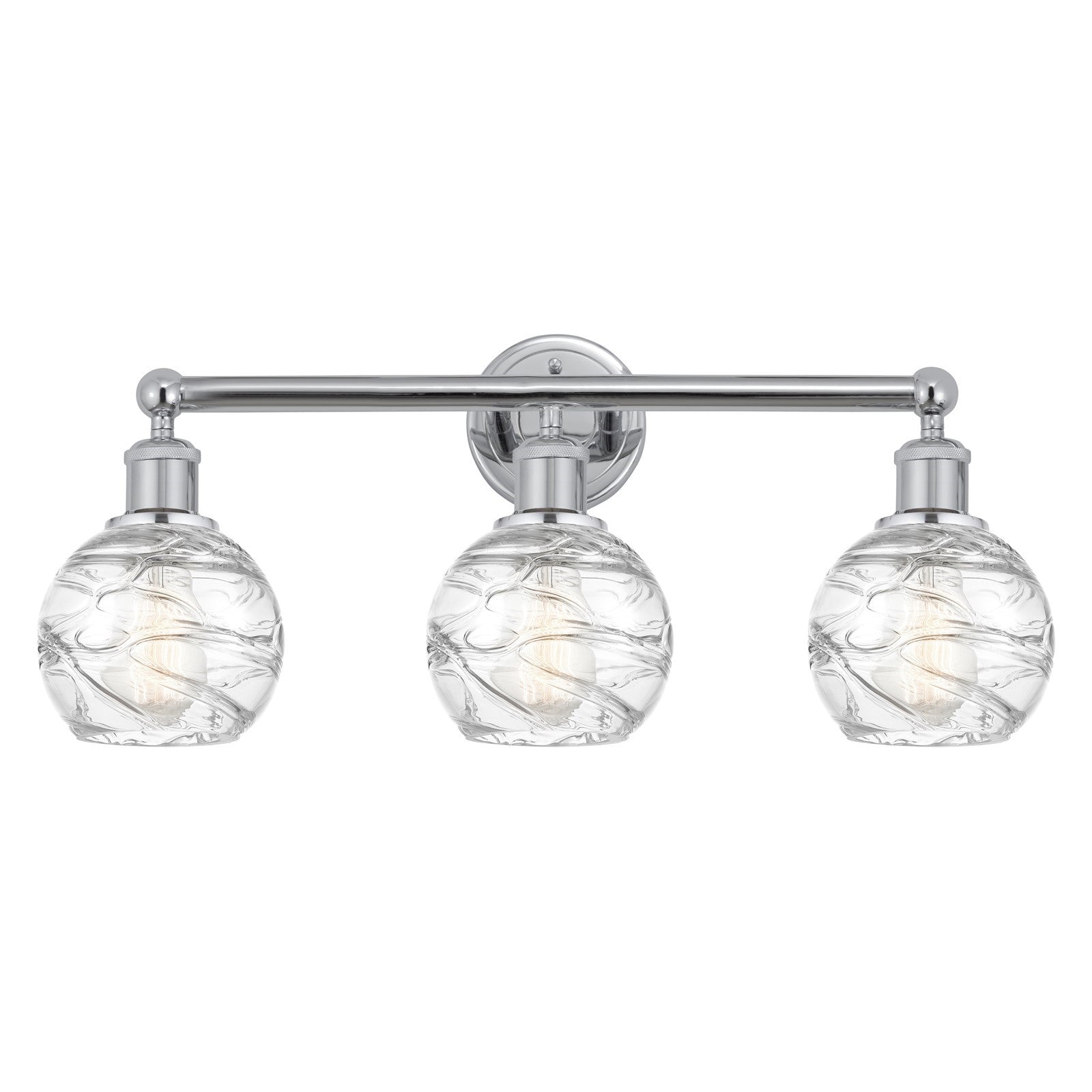 Innovations Athens Deco Swirl 24in 3-Light Bath Vanity Light | Industrial Polished Chrome and Clear Deco Swirl Glass | Kitchen | Model 616-3W-PC-G1213-6CL