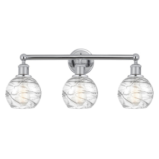 Innovations Athens Deco Swirl 24in 3-Light Bath Vanity Light | Industrial Polished Chrome and Clear Deco Swirl Glass | Kitchen | Model 616-3W-PC-G1213-6CL