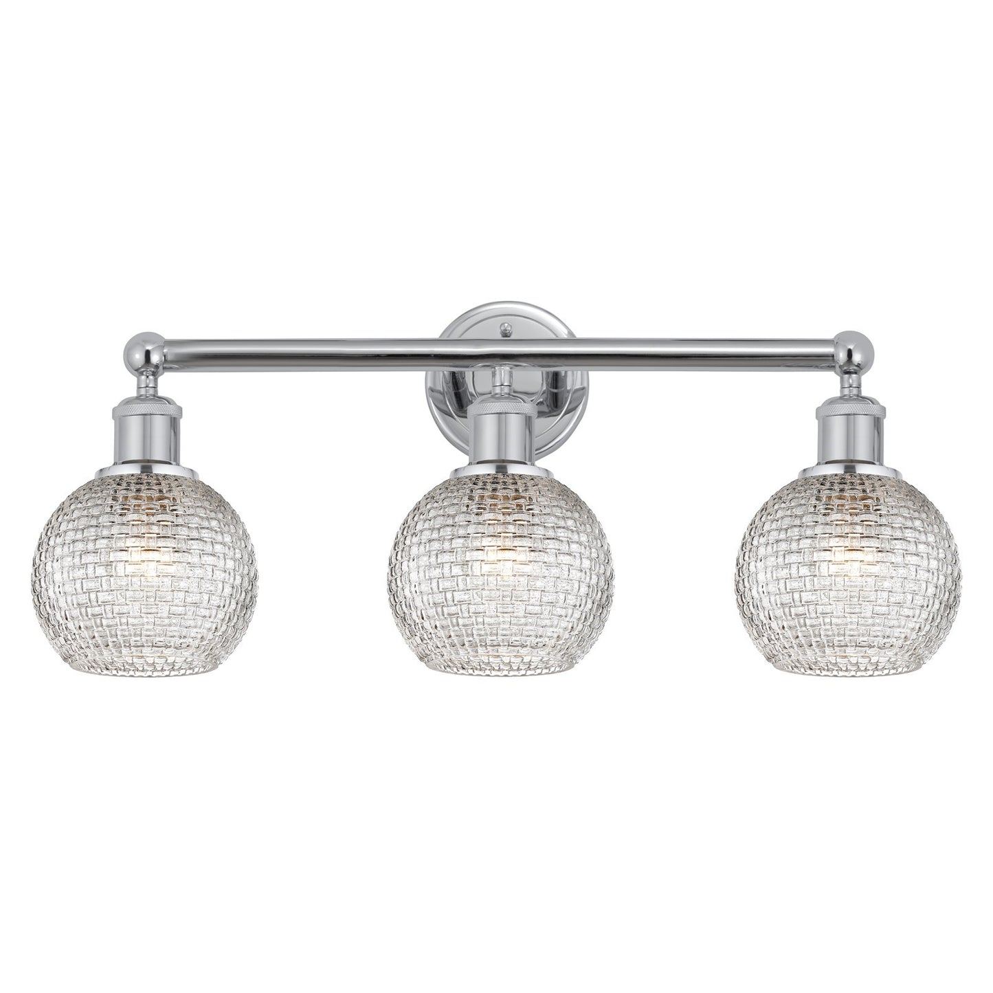 Innovations Athens 24in 3-Light Bath Vanity Light | Modern Farmhouse Polished Chrome and Clear Basket Weave Glass | Bathroom | Model 616-3W-PC-G122C-6CL