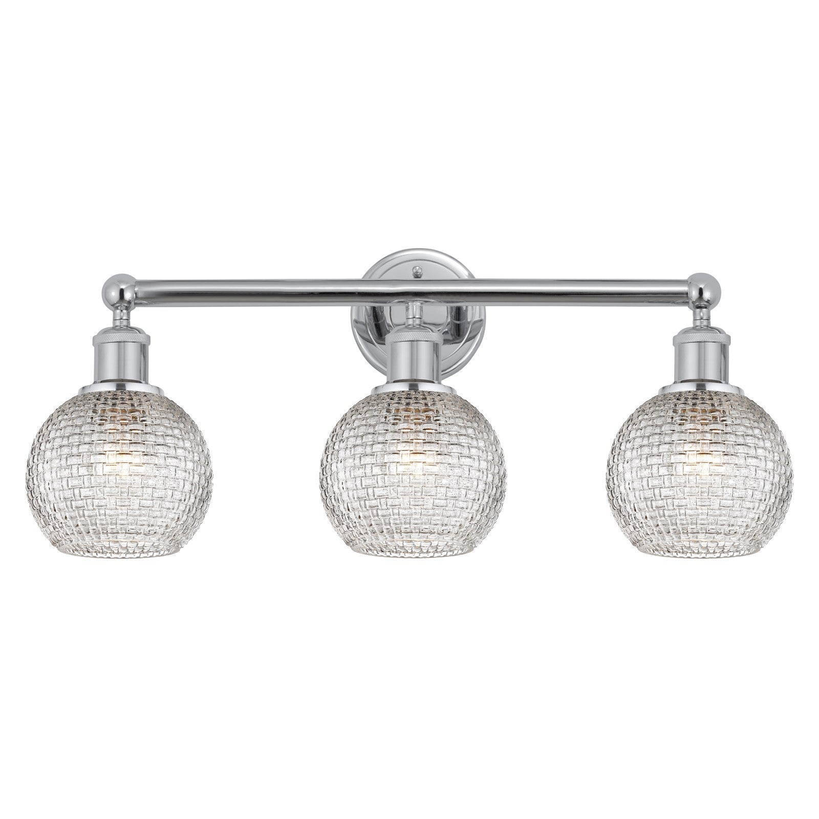 Innovations Athens 24in 3-Light Bath Vanity Light | Modern Farmhouse Polished Chrome and Clear Basket Weave Glass | Bathroom | Model 616-3W-PC-G122C-6CL