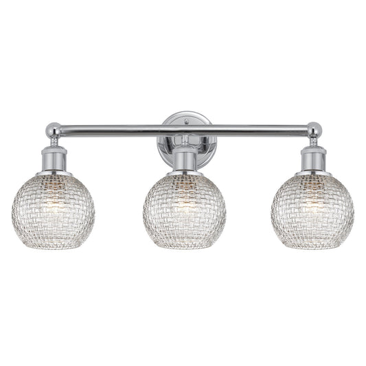 Innovations Athens 24in 3-Light Bath Vanity Light | Modern Farmhouse Polished Chrome and Clear Basket Weave Glass | Bathroom | Model 616-3W-PC-G122C-6CL