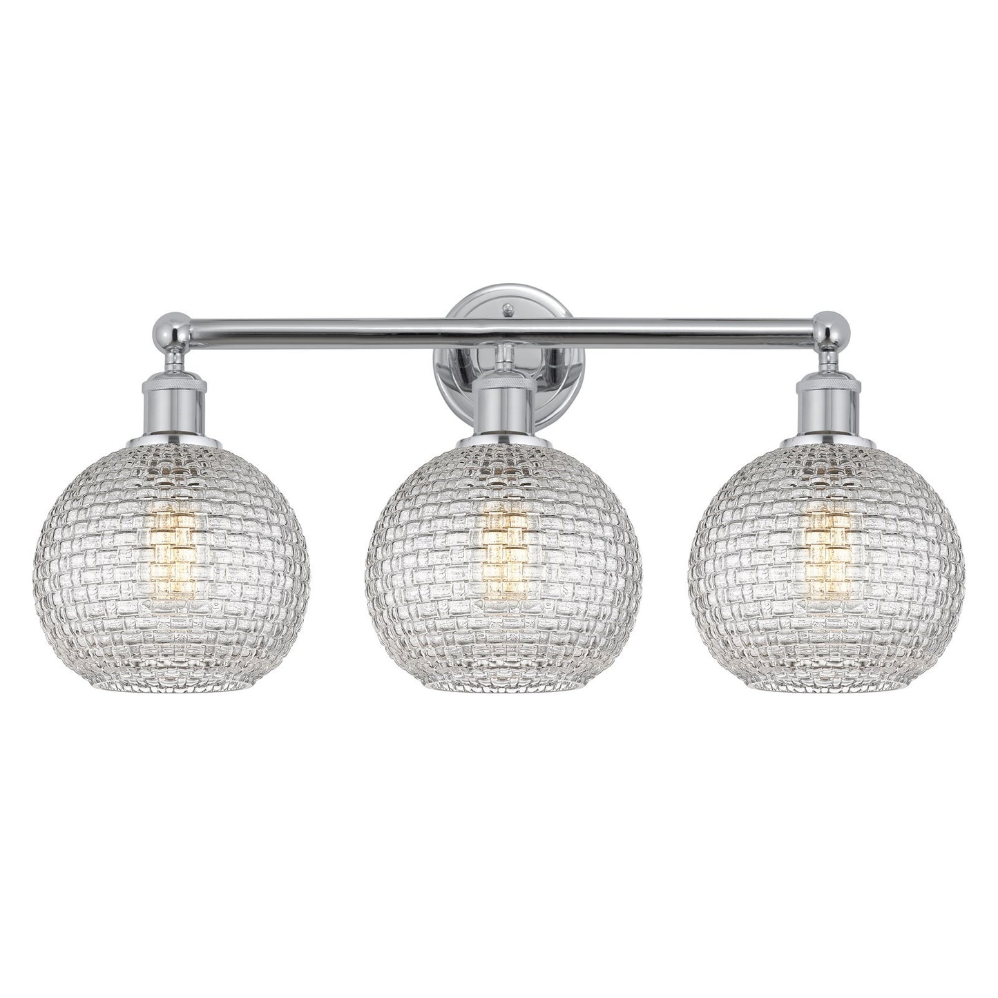 Innovations Athens 26in 3-Light Bath Vanity | Modern Farmhouse Polished Chrome and Clear Basket Weave Glass | Bathroom Vanity | Model 616-3W-PC-G122C-8CL