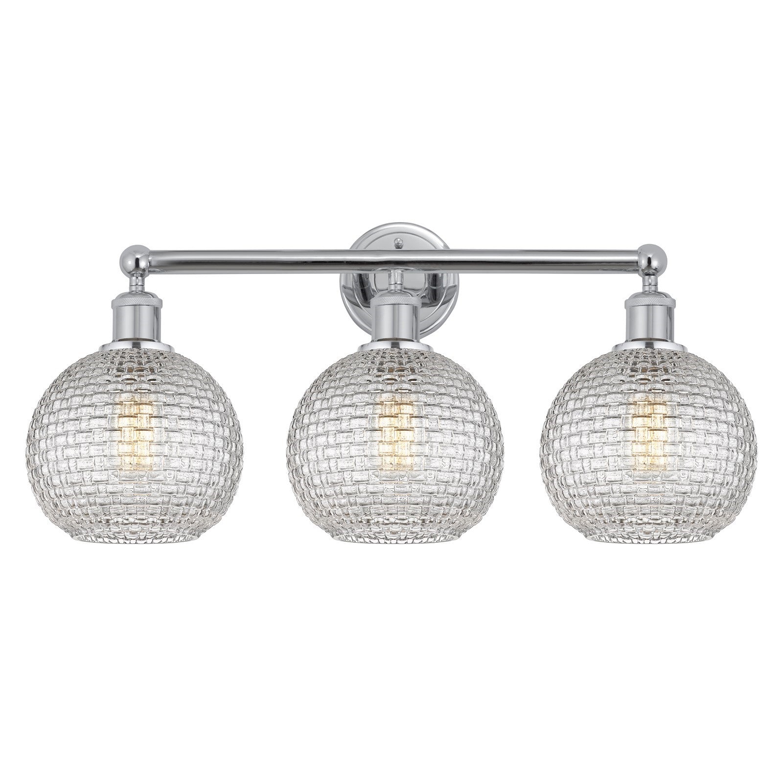 Innovations Athens 26in 3-Light Bath Vanity | Modern Farmhouse Polished Chrome and Clear Basket Weave Glass | Bathroom Vanity | Model 616-3W-PC-G122C-8CL