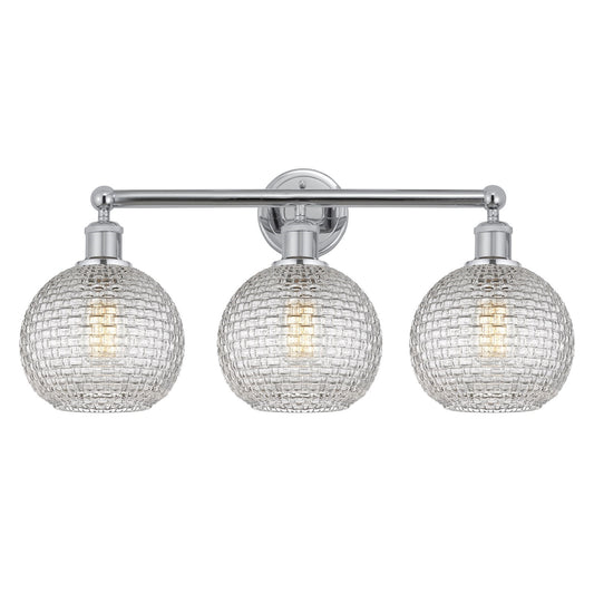 Innovations Athens 26in 3-Light Bath Vanity | Modern Farmhouse Polished Chrome and Clear Basket Weave Glass | Bathroom Vanity | Model 616-3W-PC-G122C-8CL