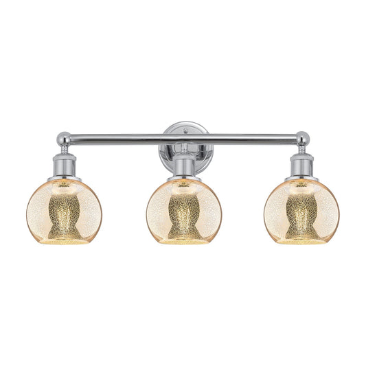 Innovations Athens 24in 3-Light Bath Vanity | Industrial Polished Chrome Steel and Mercury Glass | Bathroom Vanity Lighting | Model 616-3W-PC-G128-6