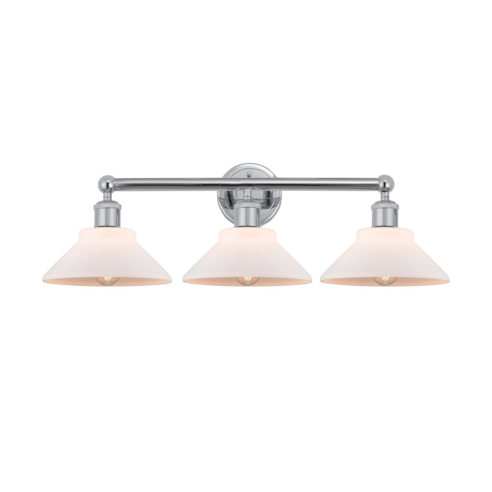 Innovations Orwell 26in 3-Light Bath Vanity Light | Industrial Polished Chrome Steel and Matte White Glass | Bathroom Vanity | Model 616-3W-PC-G131