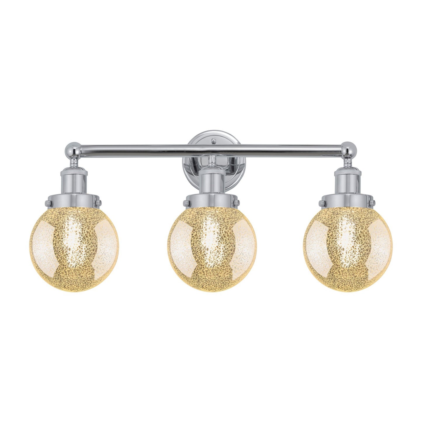 Innovations Beacon 24in 3-Light Bath Vanity Light | Art Nouveau Industrial Polished Chrome and Mercury Ribbed Glass | Bathroom | Model 616-3W-PC-G208-6