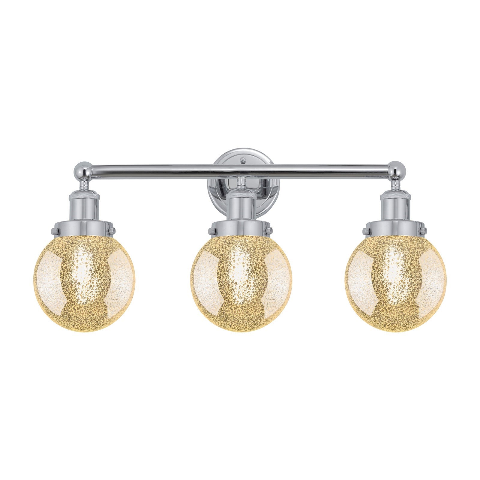 Innovations Beacon 24in 3-Light Bath Vanity Light | Art Nouveau Industrial Polished Chrome and Mercury Ribbed Glass | Bathroom | Model 616-3W-PC-G208-6