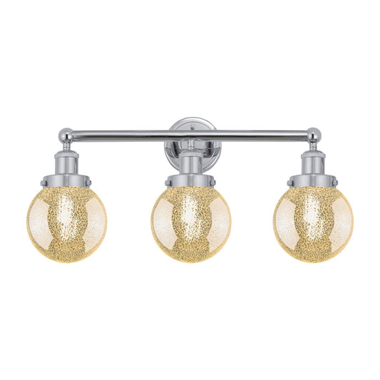 Innovations Beacon 24in 3-Light Bath Vanity Light | Art Nouveau Industrial Polished Chrome and Mercury Ribbed Glass | Bathroom | Model 616-3W-PC-G208-6