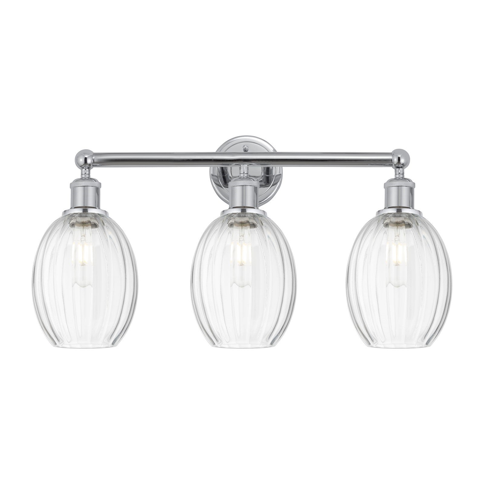 Innovations Preston Bulb 24in 3-Light Bath Vanity Light | Industrial Modern Polished Chrome and Clear Glass | Bathroom Vanity | Model 616-3W-PC-G459-6CL
