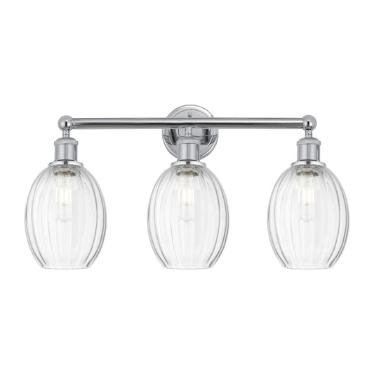 Innovations Preston Bulb 24in 3-Light Bath Vanity Light | Industrial Modern Polished Chrome and Clear Glass | Bathroom Vanity | Model 616-3W-PC-G459-6CL