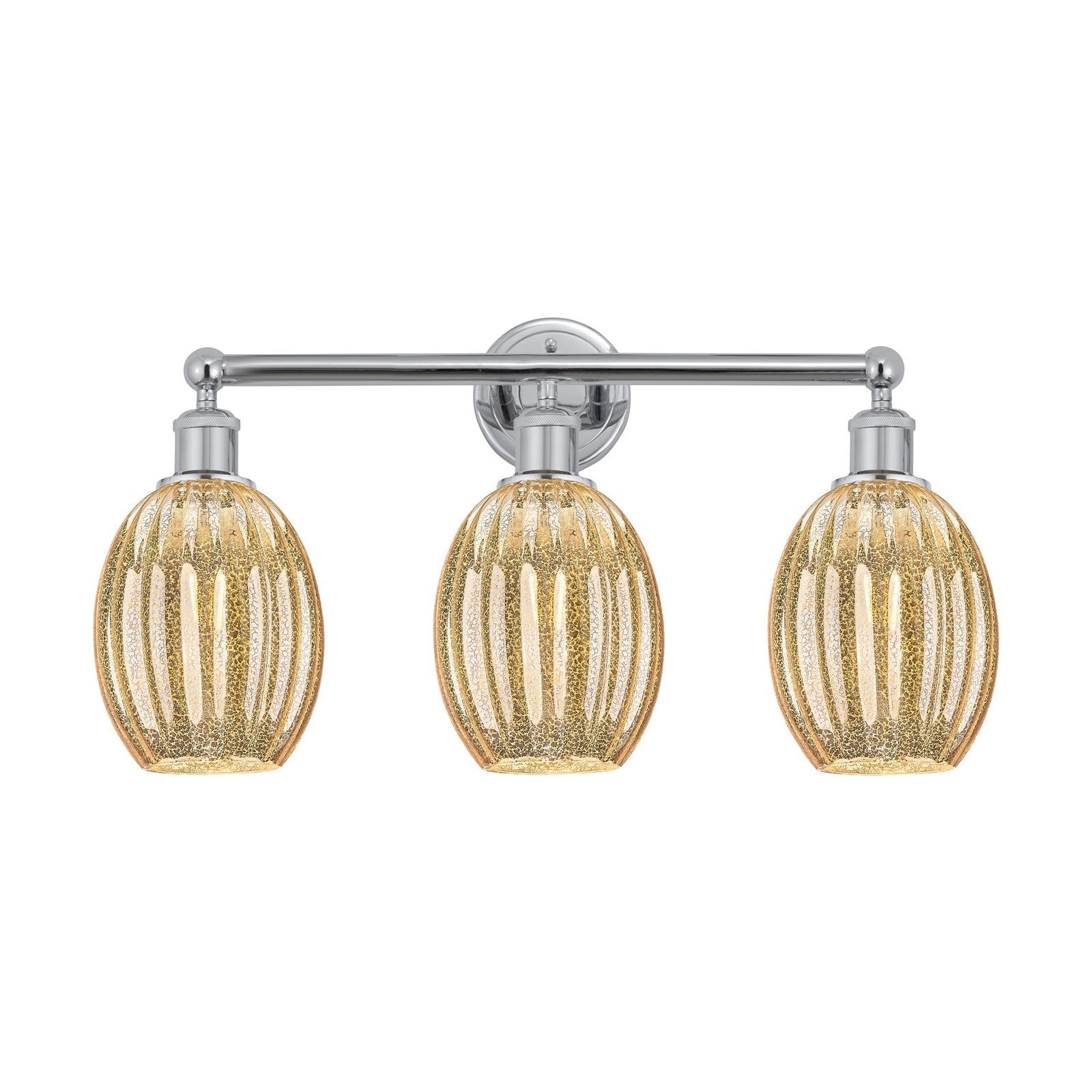 Innovations Preston Bulb 24in 3-Light Bath Vanity Light | Industrial Modern Polished Chrome and Mercury Glass | Bathroom Vanity | Model 616-3W-PC-G459-6ME