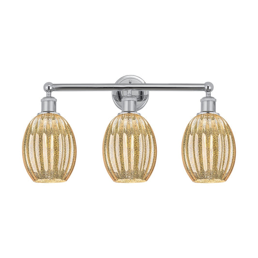 Innovations Preston Bulb 24in 3-Light Bath Vanity Light | Industrial Modern Polished Chrome and Mercury Glass | Bathroom Vanity | Model 616-3W-PC-G459-6ME