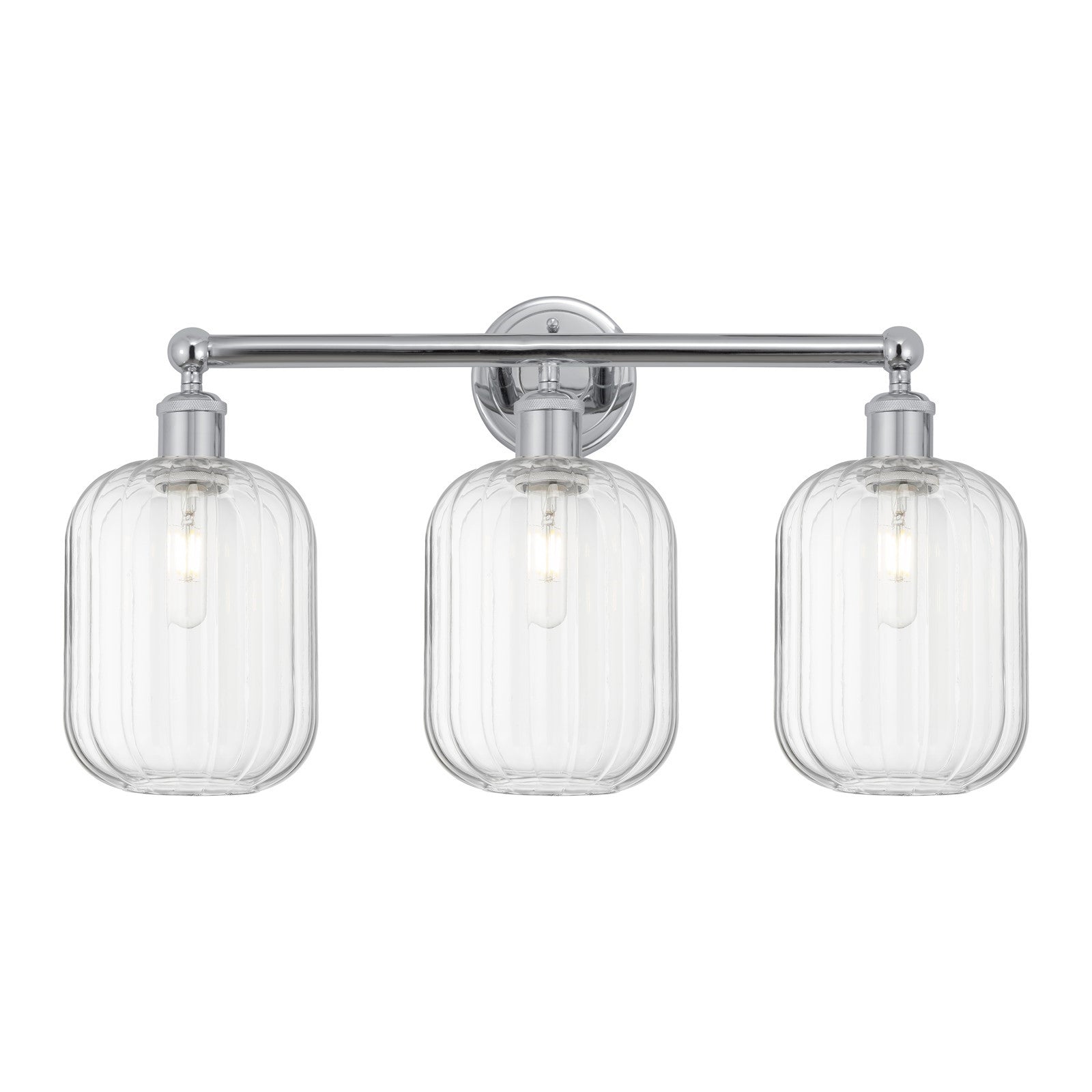 Innovations Preston Cylinder 25in 3-Light Bath Vanity Light | Industrial Polished Chrome Steel and Clear Glass | Kitchen & | Model 616-3W-PC-G460-7CL