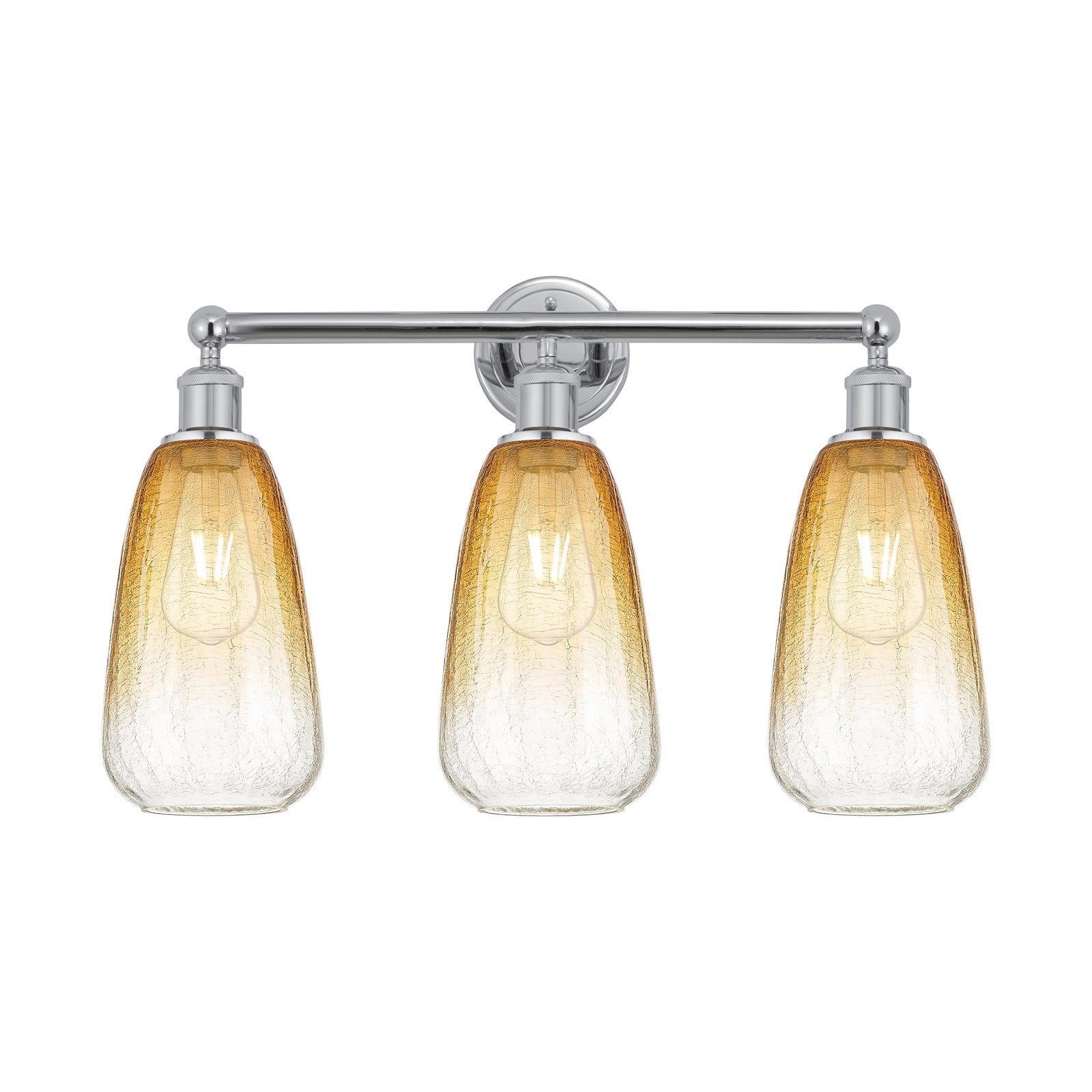 Innovations Brookhaven Almond 24in 3-Light Bath Vanity Light | Industrial Polished Chrome and Amber Glass | Bathroom Vanity | Model 616-3W-PC-G480-6AM