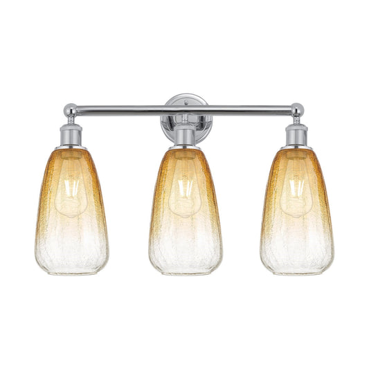 Innovations Brookhaven Almond 24in 3-Light Bath Vanity Light | Industrial Polished Chrome and Amber Glass | Bathroom Vanity | Model 616-3W-PC-G480-6AM