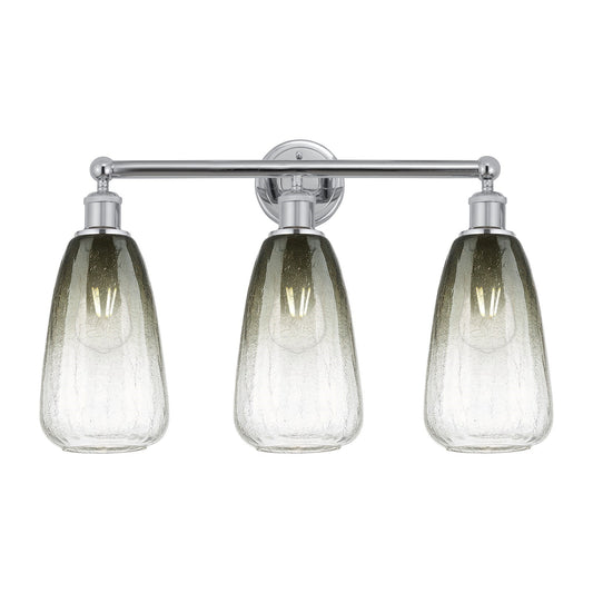 Innovations Brookhaven Almond 24in 3-Light Bath Vanity Light | Industrial Polished Chrome Steel and Slate Glass | Bathroom | Model 616-3W-PC-G480-6SL
