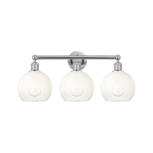 Innovations Brookhaven Globe 26in 3-Light Bath Vanity Light | Industrial Polished Chrome and Opal Glass | Bathroom Vanity | Model 616-3W-PC-G483-8OP