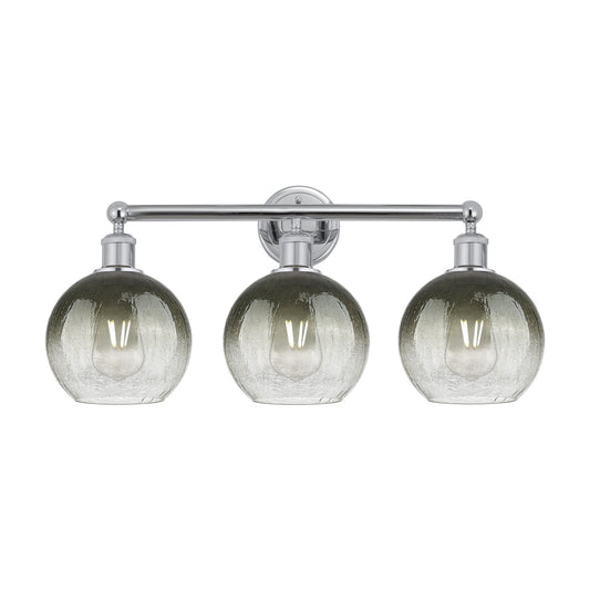 Innovations Brookhaven Globe 26in 3-Light Bath Vanity Light | Industrial Polished Chrome and Slate Glass | Bathroom Vanity | Model 616-3W-PC-G483-8SL