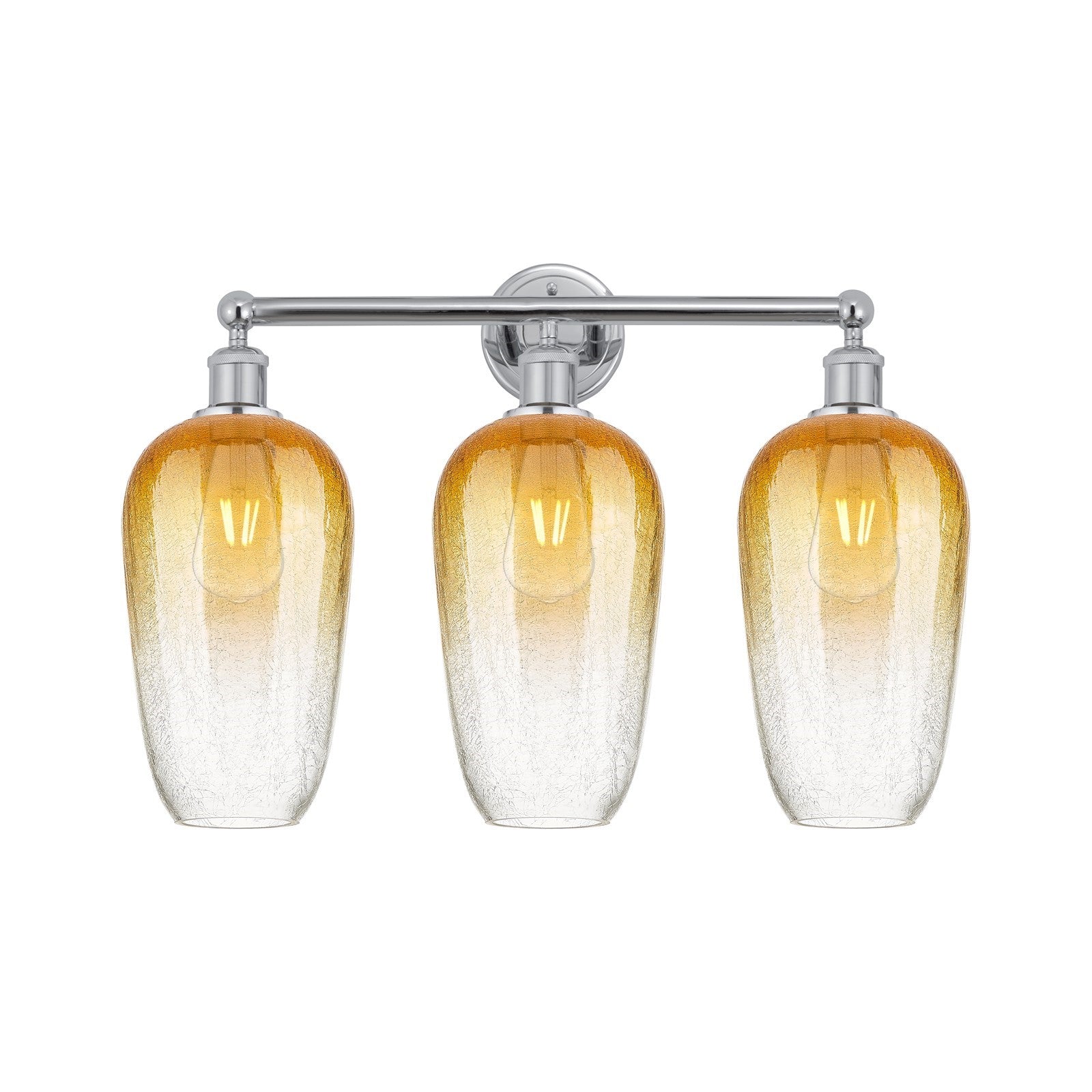 Innovations Brookhaven Flute 25in 3-Light Bath Vanity Light | Industrial Polished Chrome and Amber Glass | Bathroom Vanity | 25 | Model 616-3W-PC-G484-7AM