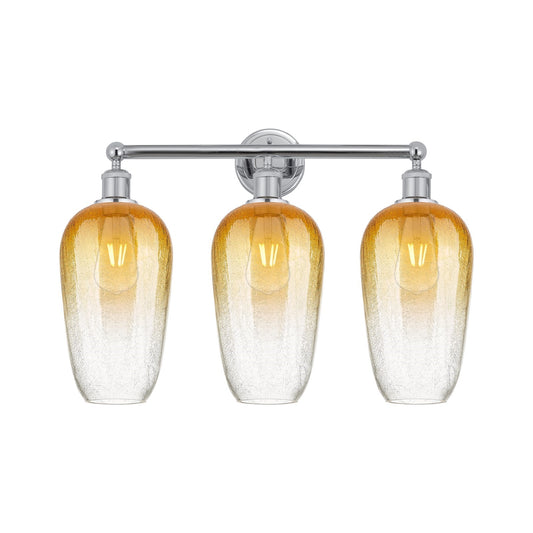 Innovations Brookhaven Flute 25in 3-Light Bath Vanity Light | Industrial Polished Chrome and Amber Glass | Bathroom Vanity | 25 | Model 616-3W-PC-G484-7AM