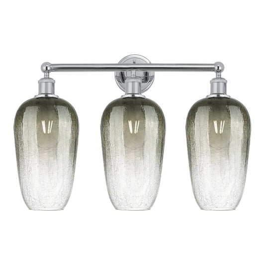 Innovations Brookhaven Flute 25in 3-Light Bath Vanity | Industrial Modern Polished Chrome and Slate Glass | Bathroom & Powder | Model 616-3W-PC-G484-7SL