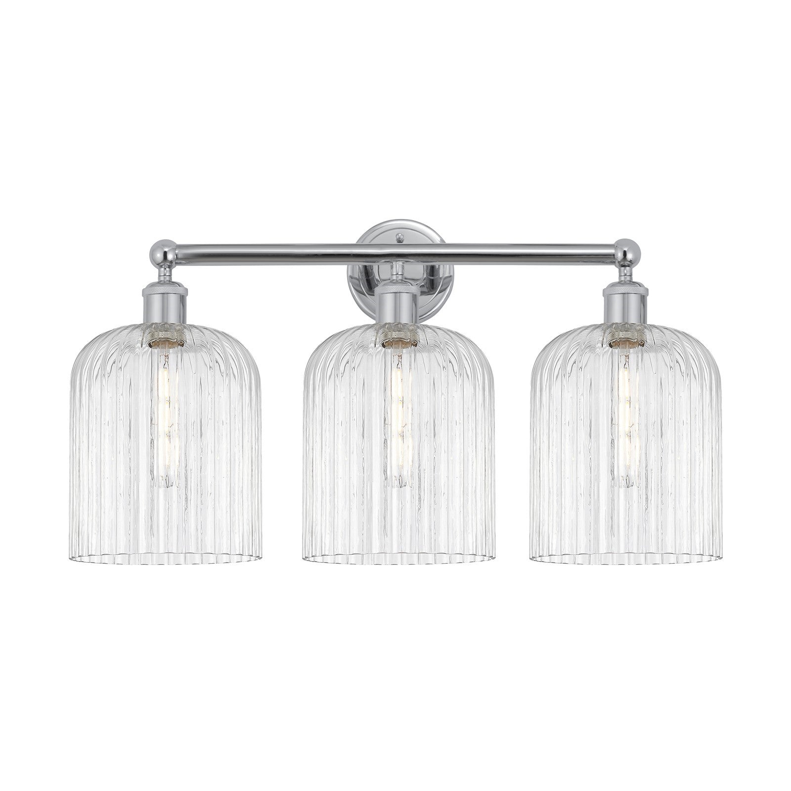 Innovations Bridal Veil 23in 3-Light Bath Vanity | Art Nouveau Polished Chrome Steel and Clear Ribbed Glass | Bathroom & Powder | Model 616-3W-PC-G559-8CL