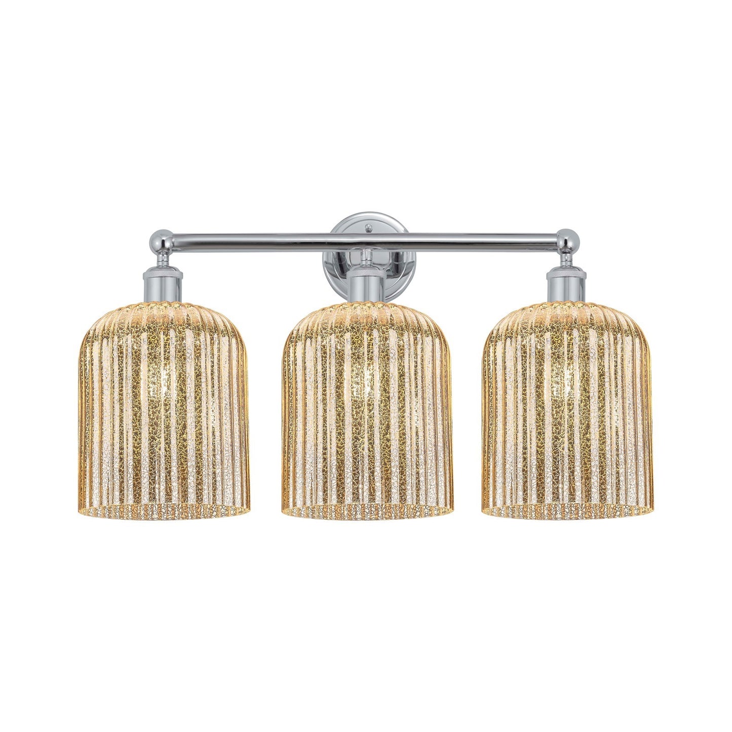 Innovations Bridal Veil 23in 3-Light Bath Vanity Light | Art Nouveau Industrial Polished Chrome and Mercury Ribbed Glass | Model 616-3W-PC-G559-8ME