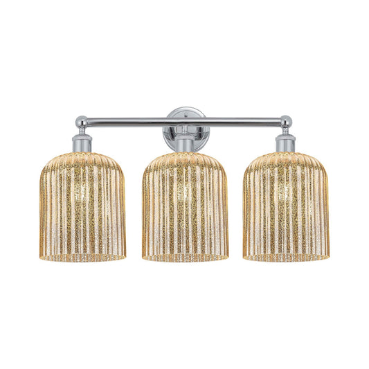 Innovations Bridal Veil 23in 3-Light Bath Vanity Light | Art Nouveau Industrial Polished Chrome and Mercury Ribbed Glass | Model 616-3W-PC-G559-8ME