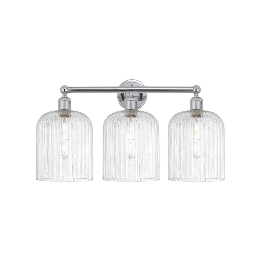 Innovations Bridal Veil 23in 3-Light Bath Vanity | Art Nouveau Polished Chrome and Seedy Ribbed Glass | Bathroom Vanity | 23 x | Model 616-3W-PC-G559-8SDY