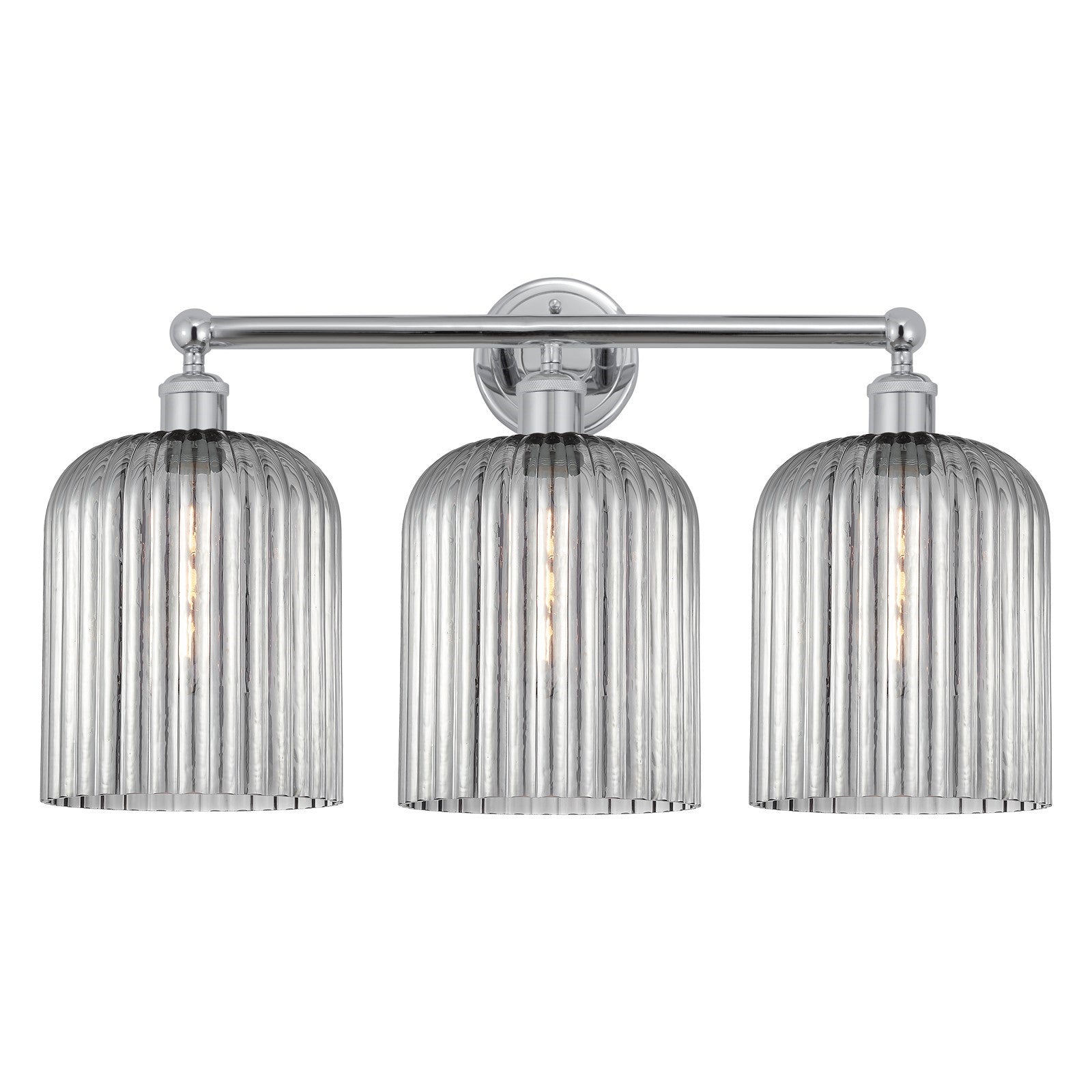 Innovations Bridal Veil 23in 3-Light Bath Vanity Light | Art Nouveau Industrial Polished Chrome and Light Smoke Ribbed Glass | Model 616-3W-PC-G559-8SM