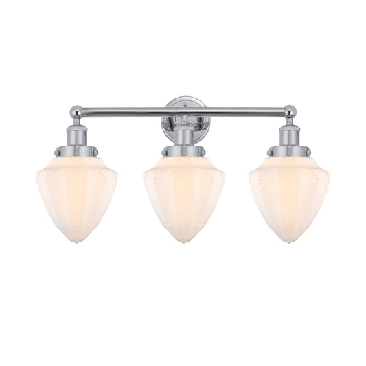 Innovations Bullet 25in 3-Light Bath Vanity Light | Industrial Polished Chrome and Matte White Frosted Glass | Kitchen & Bathroom | Model 616-3W-PC-G661-7