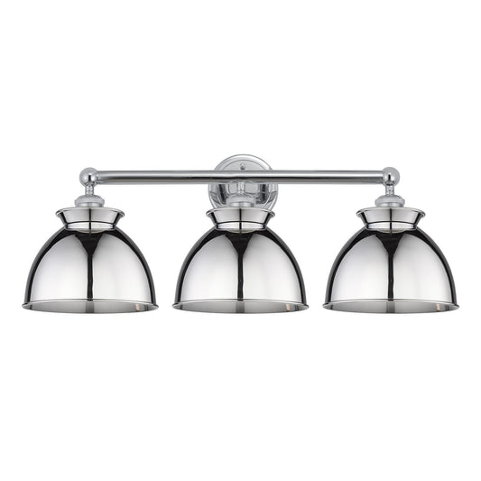 Innovations Adirondack 26in 3-Light Bath Vanity Light | Industrial Farmhouse Polished Chrome Steel and Metal Dome Shade | Model 616-3W-PC-M14-PC