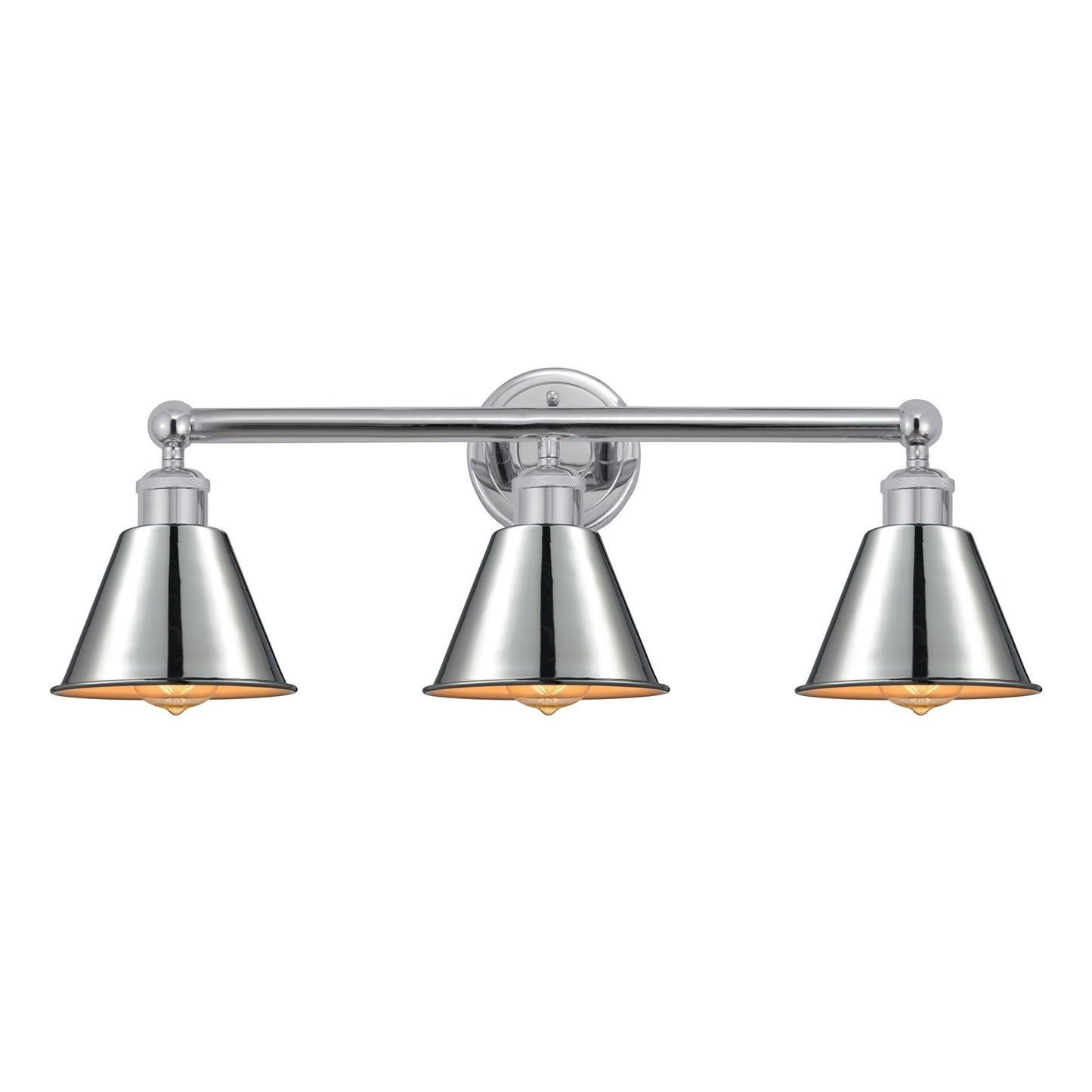Innovations Smithfield 25in 3-Light Bath Vanity | Industrial Farmhouse Polished Chrome Steel and Cast Brass | Bathroom Vanity | Model 616-3W-PC-M8-PC