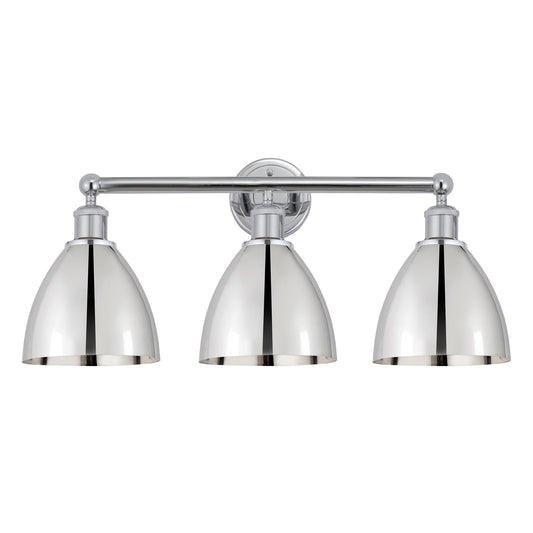 Innovations Bristol 26in 3-Light Bath Vanity Light | Industrial Farmhouse Polished Chrome and Metal Shade | Bathroom Vanity | Model 616-3W-PC-MBD-75-PC