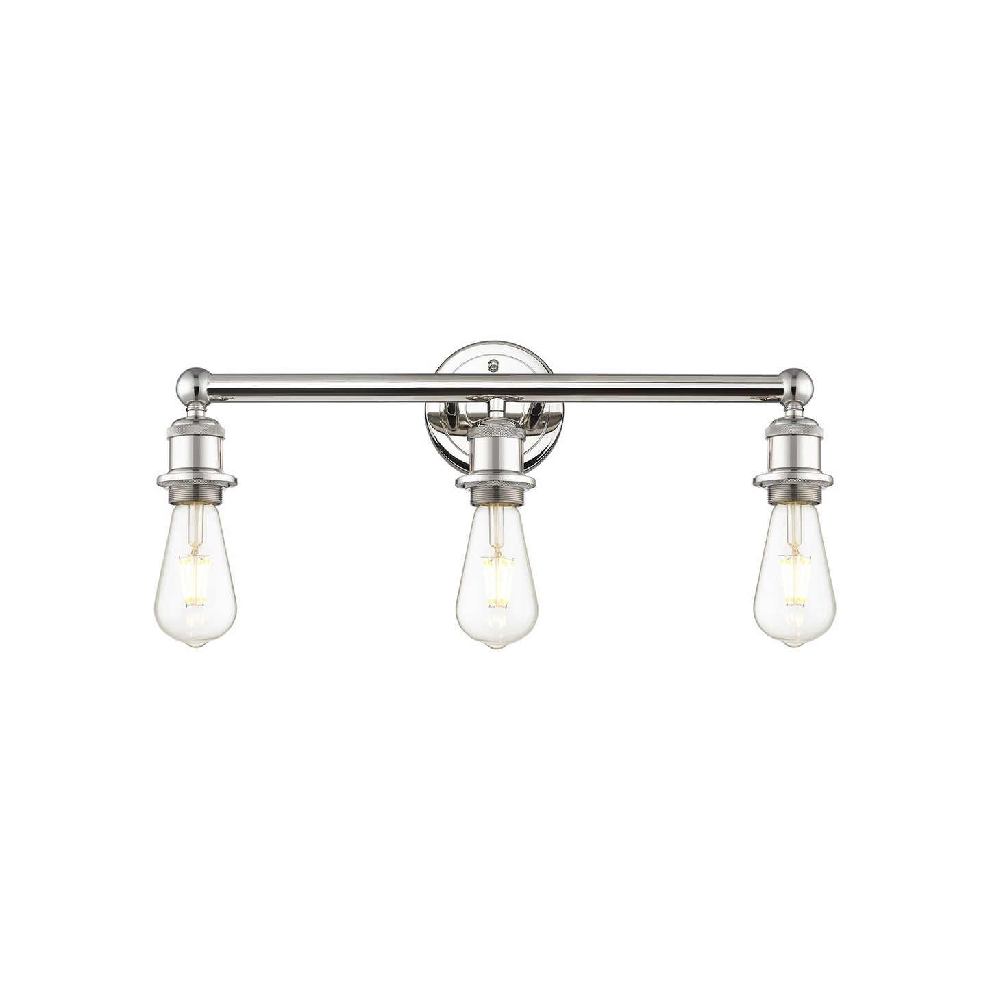 Innovations Edison 21.375in 3-Light Bath Vanity Light | Industrial Polished Nickel Steel and Cast Brass | Bathroom Vanity | 21.38 x 6.25 | Model 616-3W-PN