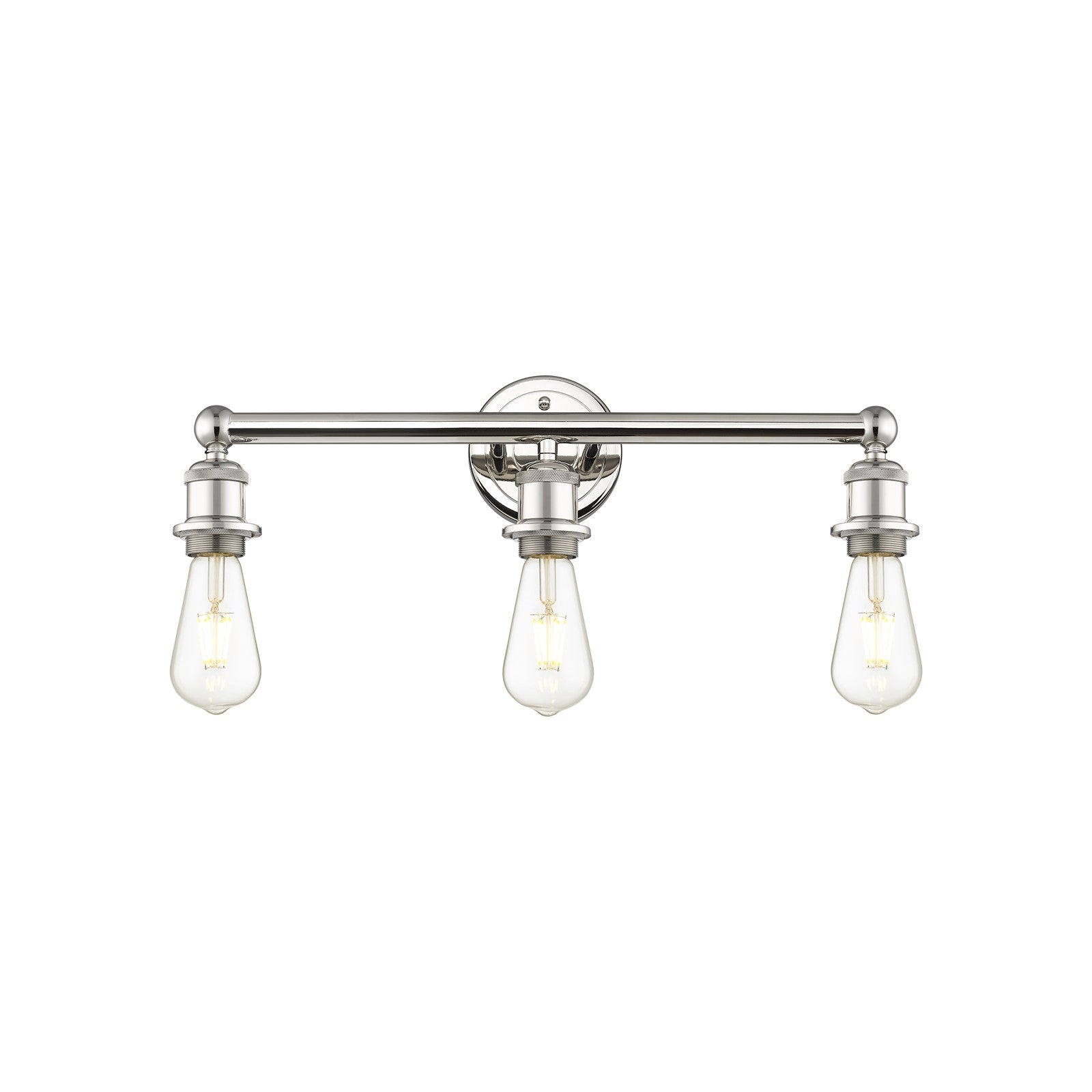 Innovations Edison 21.375in 3-Light Bath Vanity Light | Industrial Polished Nickel Steel and Cast Brass | Bathroom Vanity | 21.38 x 6.25 | Model 616-3W-PN