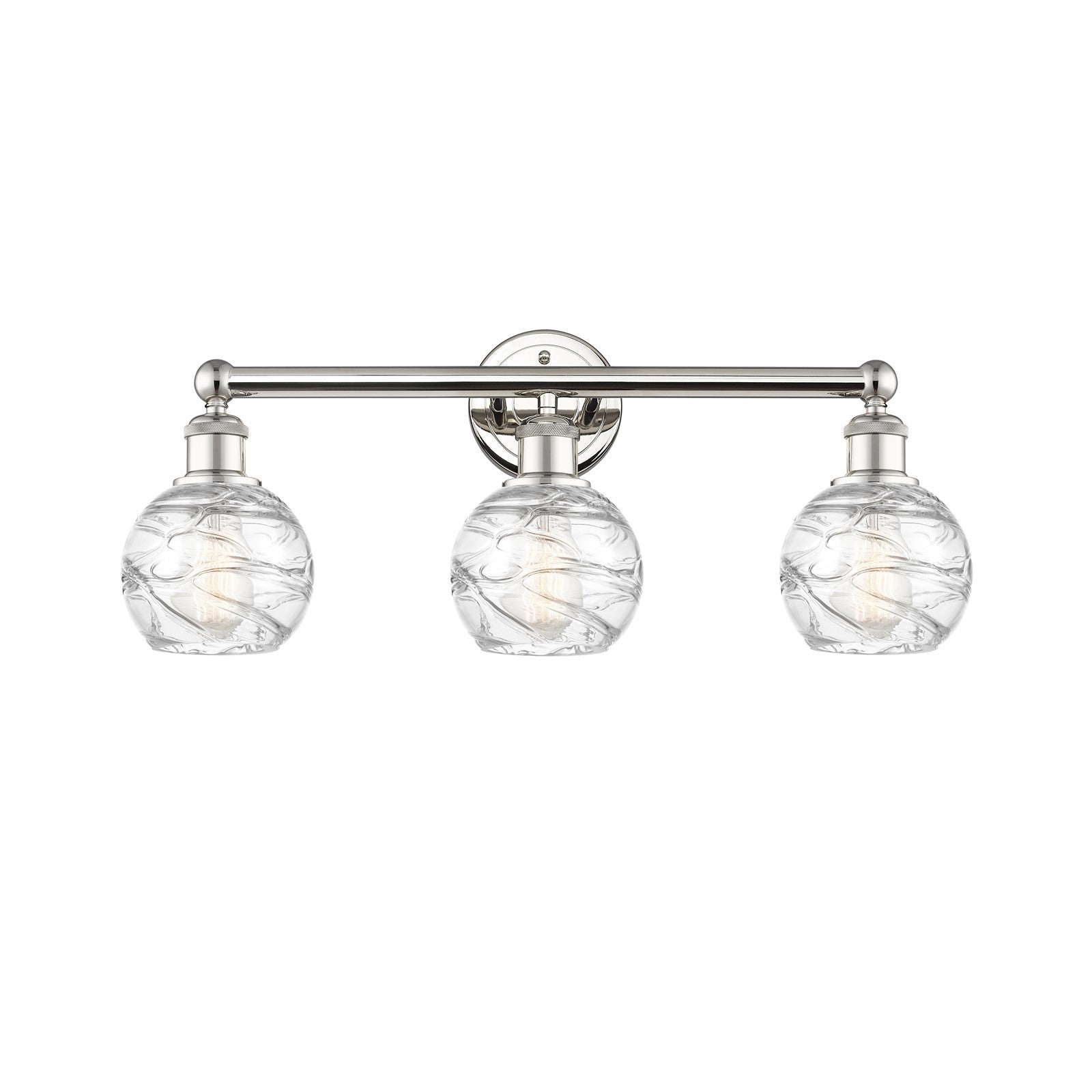 Innovations Athens Deco Swirl 24in 3-Light Bath Vanity Light | Industrial Modern Polished Nickel and Clear Glass | Bathroom | Model 616-3W-PN-G1213-6CL