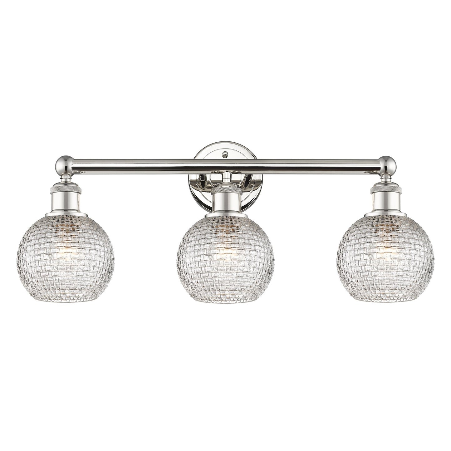 Innovations Athens 24in 3-Light Bath Vanity | Modern Farmhouse Polished Nickel and Clear Basket Weave Glass | Bathroom Vanity | Model 616-3W-PN-G122C-6CL